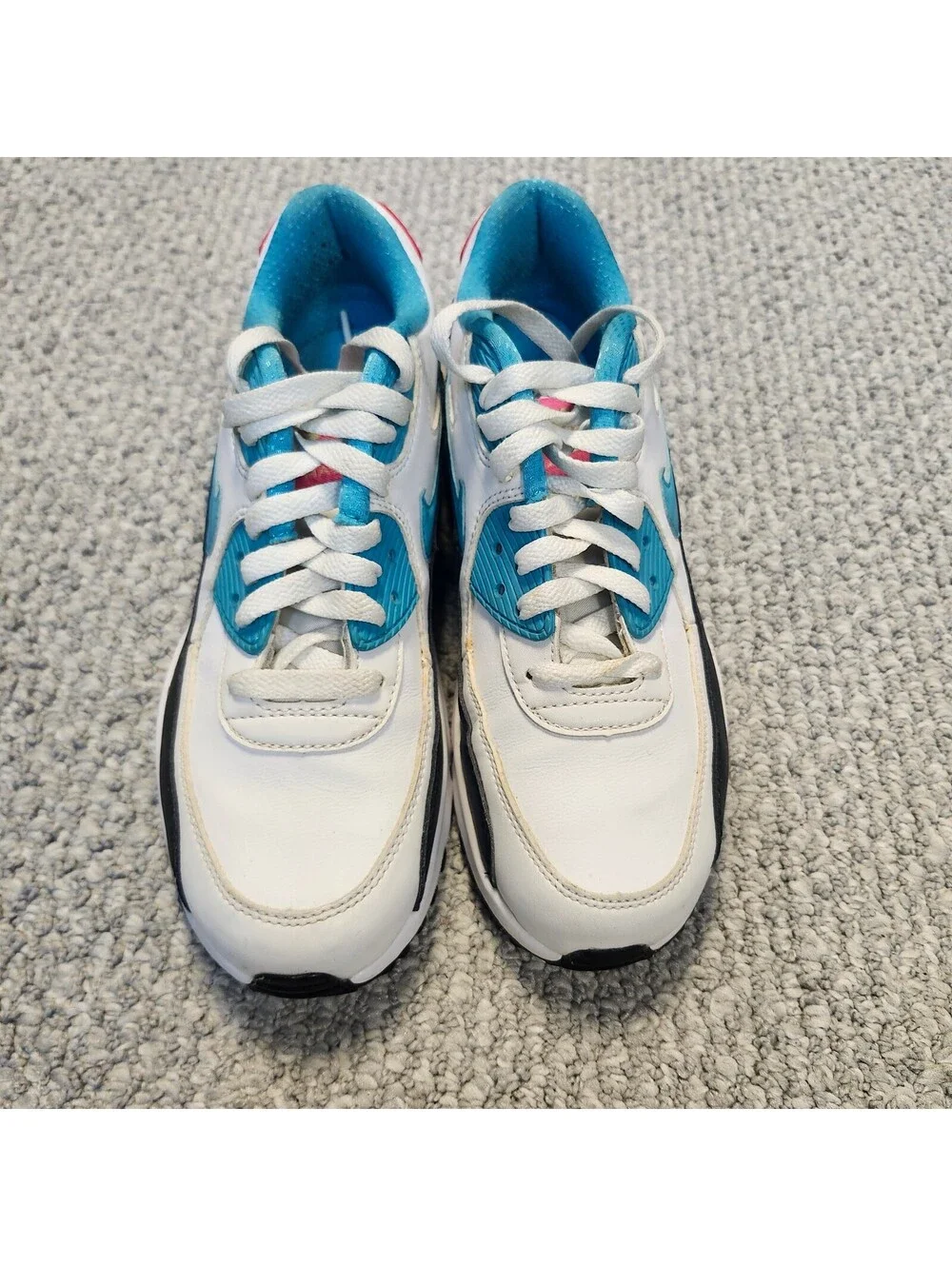 Nike Air Max 90 White Blue Pink Sneakers Size 6.5Y